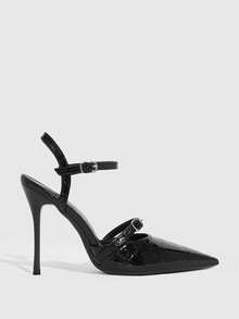 CUCCOO SZL Casual Versatile Solid Color Women's Pointed Toe Backless High Heel Pumps Spring Shoes - 19-62 black - View 3