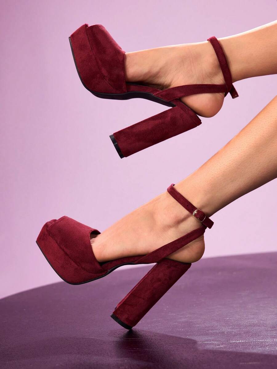 CUCCOO LuxiPop Women's Platform High-Heeled Sandals - Burgundy 1 - View 1