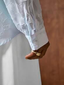 AKNOTIC Business Casual Men's Semi-Sheer Front Button Long Sleeve Casual Shirt Graphic Shirt Light Blue Graphic Shirt Sheer Shirt Men Light Blue Shirt Collared Shirt - Baby Blue - View 8