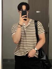 DAZY Men's Striped Polo Collar Knit Top, Summer - Multicolor - View 7