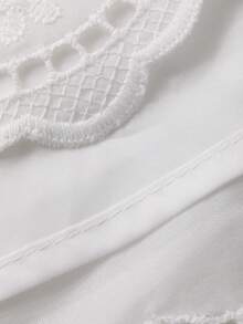 DAZY Women's Elegant Lace Patchwork V-Neck Puff Sleeve Dress, Spring/Summer - Beige - View 8