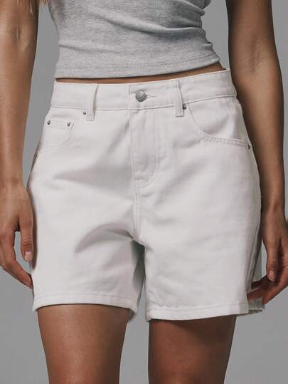 MUSERA Mid Thigh Mom Denim Shorts Basics Autumn  Fall Cute Streetwear Going Out Casual Core Denim Spring Summer