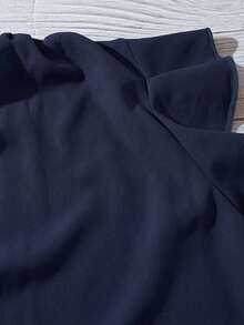 SHEIN Essnce بلوزة كاجوال للنساء بياقة على شكل حرف V وأكمام متدلية، مناسبة للصيف - أزرق بحري - مشاهدة 5