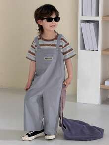 DAZY Young Boys' Solid Color Sleeveless Casual Loose Summer Versatile T-Shirt Set - Blue - View 4