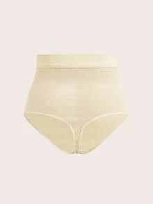 SHEIN CURVE+ Curve Plus High Waist Shapewear Panties - Khaki - View 2