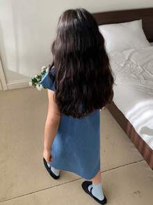 DAZY Girls' Denim Jumper Dress, Fall - Blue - View 2