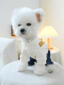 PETSIN 1pc Dog Clothes, Spring And Autumn Casual One-Piece Clothes, Pet Fashion Blue Suspenders Pants - Multicolor - View 5