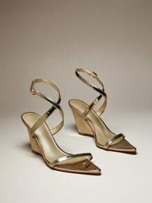 SHUZIA Women's Comfort Minimalist Ankle Strap Wedge Sandals - Gold - View 6