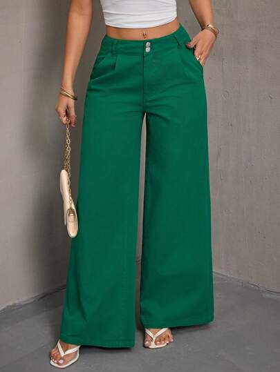 Elenzga 大码女式纯色水洗牛仔裤，春夏款