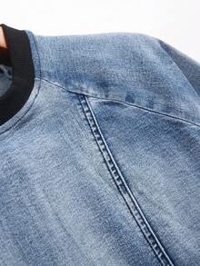 Manfinity Homme Men's Ombre Crew Neck Casual Long Sleeve Denim Pullover Denim Sweatshirt - Medium Wash - View 9