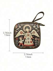 便携式圣母玛利亚祈祷念珠收纳袋，拉链式，7x7厘米，宗教用品，优雅卡通基督教首饰盒，信徒 - 彩色 - 查看 18