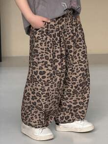 Dazy Kids Young Boys Leopard Print Loose Casual Versatile Pants - Brown - View 4