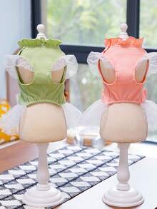 PETSIN 狗狗服装、猫咪服装、动物裙装、宠物春夏新品系列、幼犬连衣裙、公主风百搭连衣裙、条纹印花、小型动物服装、清凉防晒霜 - 彩色 - 查看 7