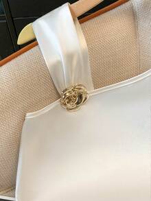 Franclia Women's Solid Color Asymmetric Sleeveless Ruched Decorative Button T-Shirt - White - View 6