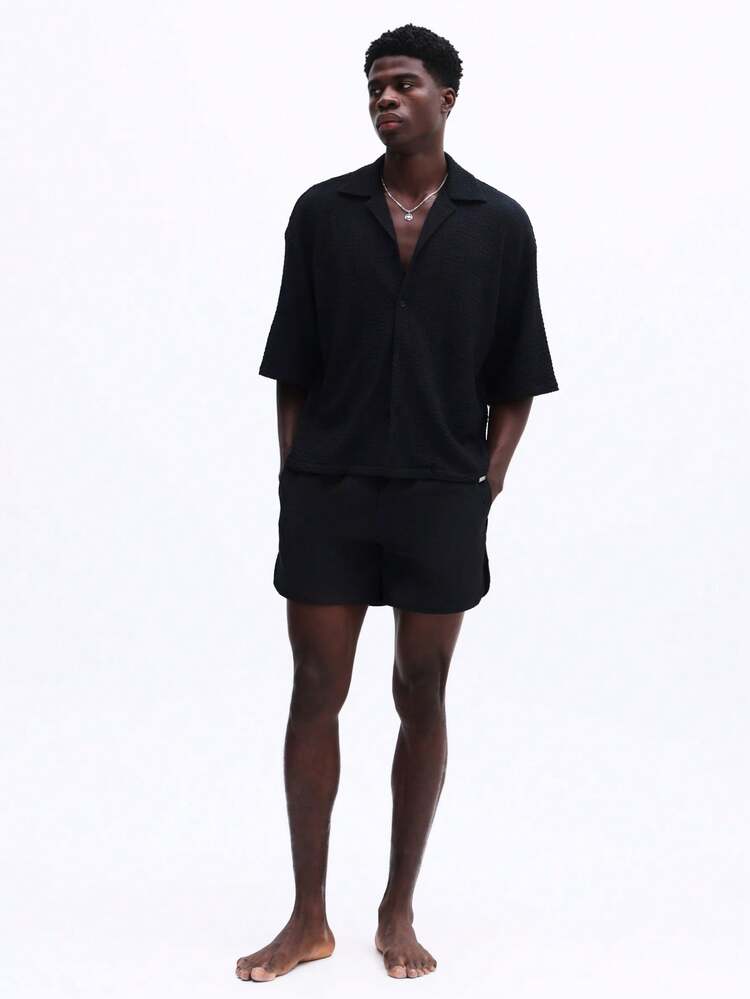 Curved Hem Beach Swim Shorts