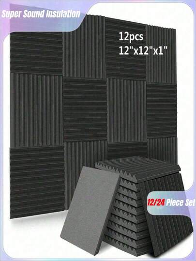 SHEIN 12pcs 12*12*1 Inch Resilient Soundproofing Foam Panels For Children's Room, Music Room Wall Decoration And Sound Absorption, Renovation Stickers Peel Wall Panels, Wall Paper, Wallpapers, Spring Decoration Items Refresh Your Home, Festival Decoration Stickers Gifts Birthday Graduation