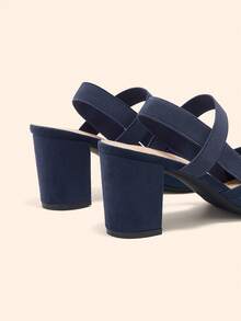 CUCCOO BASICS 女士简约尖头优雅度假粗跟黑色露跟高跟鞋，适合夏季毕业典礼、舞会、度假、春假、复活节和圣诞节等场合。 - 藍色1 - 查看 5