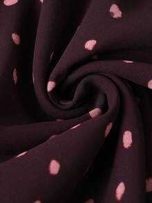 Modelyn Plus Size Elegant Polka Dot Print Wrap Shirt, Summer - Purple - View 6