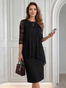 Miaspire Chiếc đầm hè thanh lịch dành cho nữ này có màu đen tuyền cổ điển, toát lên vẻ sang trọng và hoàn toàn phù hợp với phong cách lãng mạn và tinh tế của ngày Valentine. Họa tiết hoa được làm từ chất liệu ren toàn bộ với các chi tiết đục lỗ, thể hiện sự thanh lịch tinh tế và thời trang. Thiết kế kiểu 2 trong 1 nhiều lớp với tay áo dài ngang gối rộng rãi. Lớp ren ngoài tạo cảm giác nhẹ nhàng và thoáng mát, trong khi lớp váy bên trong ôm sát tôn lên vóc dáng. Thích hợp cho mùa xuân và mùa thu, có thể kết hợp với các phụ kiện tươi sáng để làm nổi bật vẻ ngoài trong ngày Valentine, hoặc khoác thêm áo blazer để có vẻ ngoài chuyên nghiệp hơn cho trang phục hàng ngày. Hoàn hảo cho những buổi hẹn hò ngày Valentine và những buổi gặp gỡ thân mật, chiếc đầm này truyền tải sự thanh lịch với nền đen tuyền đồng thời thể hiện gu thời trang tinh tế với các chi tiết ren. Đây là sự lựa chọn đa năng và thiết thực cho mọi mùa. Trang phục mùa hè - màu đen - Xem 5