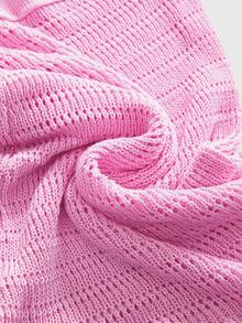 ROMWE Avant Cute, Sweet & Sexy Hollow-Out Knitted Beach Vacation Dress For Women - Baby Pink - View 4