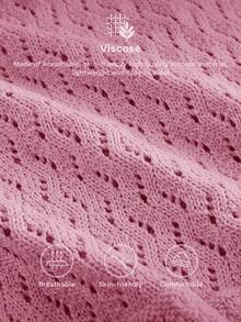 Aloruh 新款钩针编织露背深V领性感度假/约会/休闲针织连衣裙 - 粉色 - 查看 3