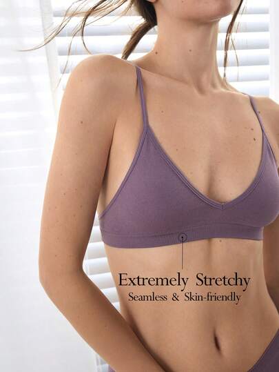 Ocili Seamless Ribbed Elastic Wireless Bra For Women