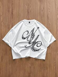 TOKVUE Men's INS Style Casual Loose Fit T-Shirt, Boyfriend/Husband Gift, Anniversary Gift, Fashion - White - View 4