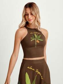 CAJUNI TROPICACAU_TOP 用针织面料制作 - 棕色 - 查看 9