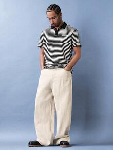 SUMWON Men's Light Wash Wide Leg Denim Jeans With Relaxed Fit And Full Length Casual Style - White - View 4