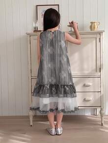 DAZY Girls Sleeveless Round Neck Dress - Light Grey - View 7