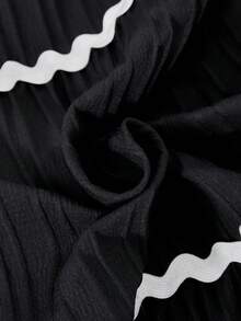 SHEIN ChillGRL Streecool 少女百褶裙，长裙，蛋糕裙，撞色波浪荷叶边，优雅休闲，适合日常穿着，四季皆宜 - 黑色 - 查看 7