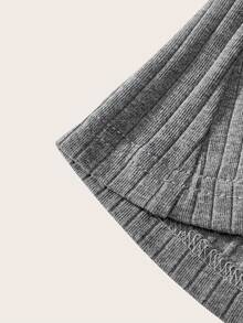 Ocili Women's Solid Color Knit Crew Neck Short Sleeve Fitted T-Shirt, Casual Homewear Top - Grey - View 4