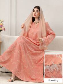 Yasmyna Vestido elegante de mujer con dobladillo acampanado suelto y bordado con adorno de plumas - Multicolor - Ver 10