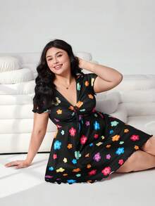 Solflare Đầm hè cỡ lớn in hoa nhiều màu sắc, kiểu dáng thường ngày. - Nhiều màu - Xem 3