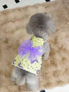 PETSIN 狗狗服装、猫咪服装、动物裙装、宠物春夏新品系列、幼犬连衣裙、公主风百搭连衣裙、条纹印花、小型动物服装、清凉防晒霜 - 彩色 - 查看 12