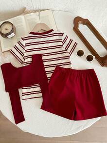 LMoss Kids LMoss  2pcs/Set Young Boy Striped Knit T-Shirt And Shorts Set - Multicolor - View 2