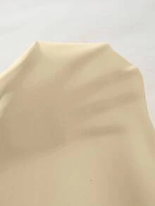 Breezaya 女士无袖圆领收腰开衩纯色休闲通勤连衣裙 - 卡其色 - 查看 8