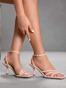 CUCCOO SZL Sandalias de tacón elegantes y minimalistas para uso diario - Albaricoque - Ver 8