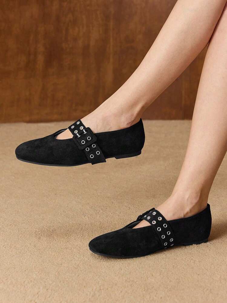 WOMEN GROMMET EYELET FLATS SPRING SHOES