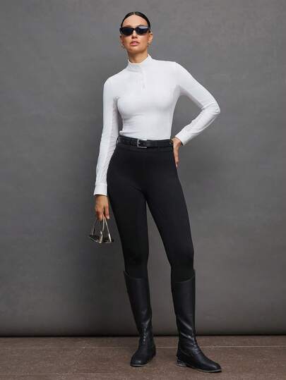 Activina Women's Solid Color Fitted Casual Breathable Equestrian Wear