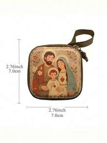 便携式圣母玛利亚祈祷念珠收纳袋，拉链式，7x7厘米，宗教用品，优雅卡通基督教首饰盒，信徒 - 彩色 - 查看 24