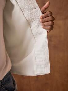 AKNOTIC Business Casual Herr vävd lös passformad kavajjacka, lämplig för sommaren, examenspresent - Vitt - Visa 7