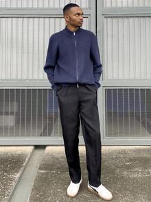 Ngobest Haus Ngobest Haus 厚款男士纯色简约休闲长袖开衫 - 藏蓝色 - 查看 7