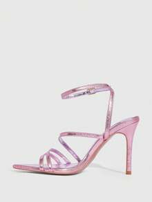 CUCCOO SZL 女士尖头搭扣设计时尚高跟凉鞋，适合日常穿着 - 粉色 - 查看 8