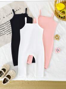 SHEIN 姐妹装和妈妈装，女婴休闲百搭日常穿搭修身罗纹吊带背心和打底裤套装，黑色+浅灰色+豹纹印花 - 彩色 - 查看 2