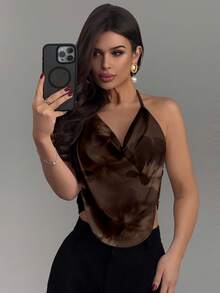 Firerie 休闲简约吊带优雅波西米亚风花卉扎染印花图案女式背心，适合夏季、郊游、海滩、度假、音乐节、婚礼、生日、派对、嘉年华等场合，时尚别致。 - 彩色 - 查看 4