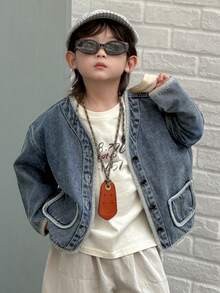 DAZY Toddler Boys' Denim Long Sleeve Jacket - Blue - View 1