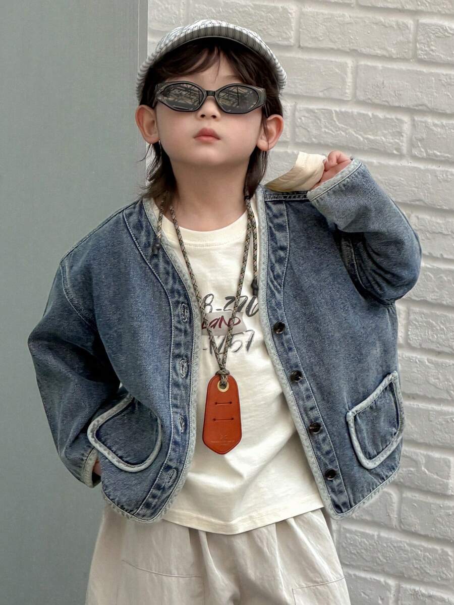 DAZY Toddler Boys' Denim Long Sleeve Jacket - Blue - View 1