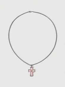 ROMWE Kawaii Gotycki Y2K Różowy Krzyż Serce Wisiorek Łańcuch Choker Naszyjnik Dla Kobiet Egirl Hip Hop Punk Charms Estetyczna Biżuteria Akcesoria EMO - Różowy - Zobacz 2