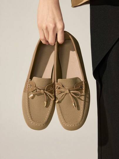 CUCCOO BASICS Zapatos de mujer con decoración de lazo, cómodos, de punta cuadrada, tipo mocasín, planos, para vacaciones, verano, vuelta al colegio, estudiantes universitarias, primavera, Pascua y Navidad